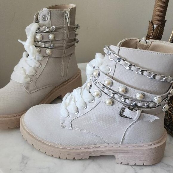 BRAND NEW Sugar Kade Pearl Combat Boots - Size 8 M - Picture 10 of 13